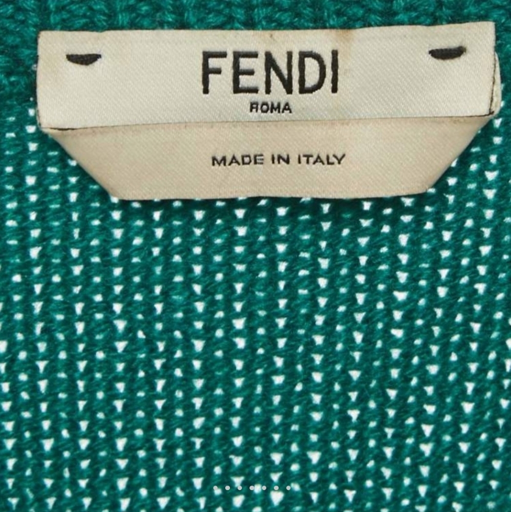 Fendi Teal, Black, and White Crew Neck Sweater Dress - Picture 3 of 3